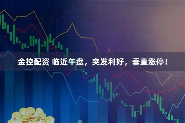金控配资 临近午盘，突发利好，垂直涨停！