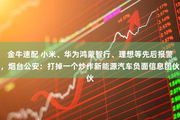 金牛速配 小米、华为鸿蒙智行、理想等先后报警，烟台公安：打掉一个炒作新能源汽车负面信息团伙